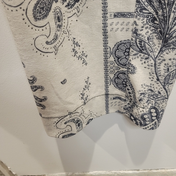 H&M Size L Cream/black Boho Cotton Blend Drawstring Wide Leg Pants - Picture 3 of 7